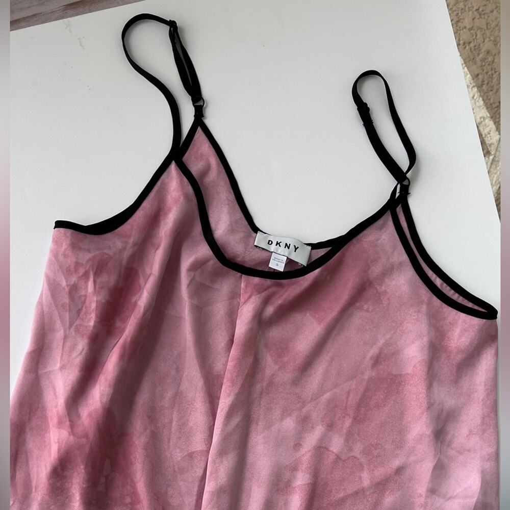 Pink DKNY Tank Open Back Top Black Contrast and Adjustable Spaghetti Straps S Sz - Picture 6 of 10